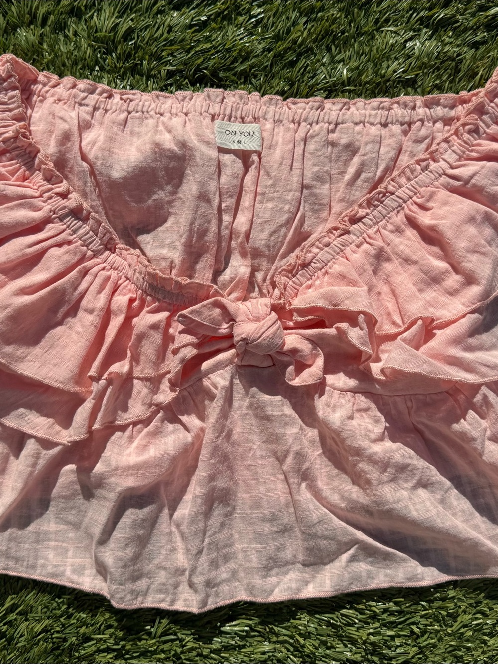 Pink Ruffle Tie-Front Crop Top